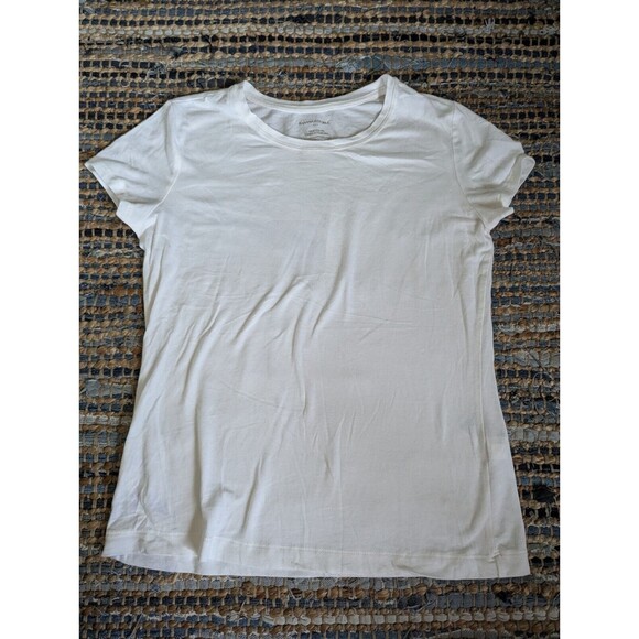 Banana Republic Women's S/P Crew Neck Timeless Tee White Undershirt Soft Lightwe - Picture 1 of 5